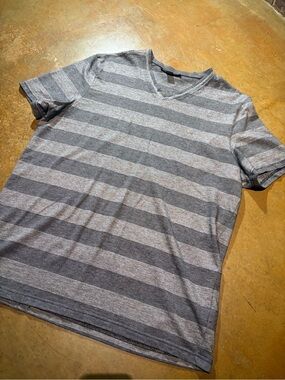 Michael Kors Gray Striped V-Neck Tee